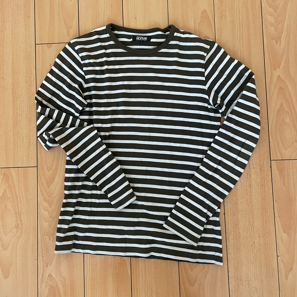 Black and White Striped Long Sleeve Shirt
